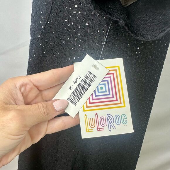 LuLaRoe Carly Swing dress black sequin pocket high low midlength Size M NWT - Picture 8 of 12